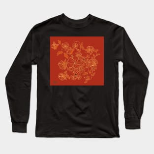 Flowers and Vines in Red Long Sleeve T-Shirt